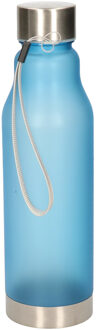 Waterfles/drinkfles/sportfles - blauw - kunststof - rvs dop - 600 ml
