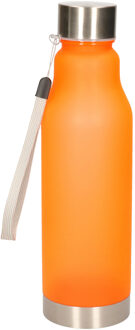Waterfles/drinkfles/sportfles - oranje - kunststof/rvs - 600 ml