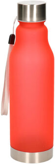 Waterfles/drinkfles/sportfles - rood - kunststof - rvs - 600 ml