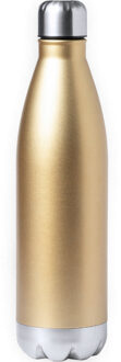 Waterfles/drinkfles voor warme en koude dranken - goud - roestvrij staal - met schroefdop - 750 ml