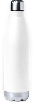 Waterfles/drinkfles voor warme en koude dranken - wit - roestvrij staal - met schroefdop - 750 ml