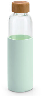 Waterfles - glas - mintgroene siliconen hoes - 600 ml - BPA-vrij - vaatwasserbestendig
