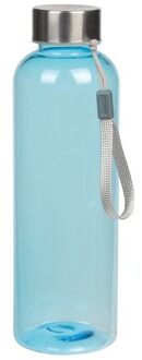 Waterfles met RVS schroefdop en nylon polslus - blauw - 550 ml - Sportfles - Bidon