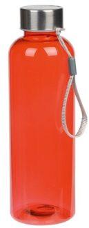 Waterfles met RVS schroefdop en nylon polslus - rood - 550 ml - Sportfles - Bidon