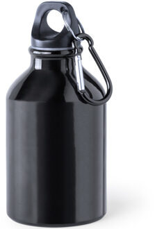 Waterfles - Zwart - Aluminium - 330 ml - schroefdop - met Karabijnhaak - Bidon