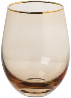 Waterglas gouden rand - oker - 450 ml Transparant