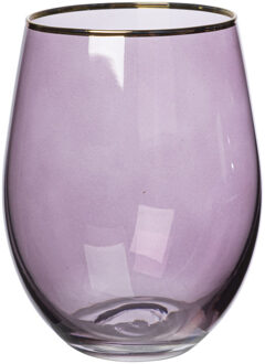 Waterglas gouden rand - paars - 450 ml Transparant