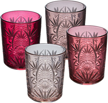 Waterglazen / drinkglazen Ayla - 4x - transparant roze - 350 ml