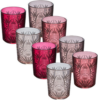 Waterglazen / drinkglazen Ayla - 8x - transparant roze - 350 ml