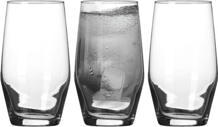 Waterglazen tumblers Ella - transparant glas - 3x stuks - 500 ml - Drinkglazen