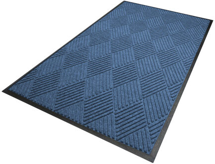Waterhog Diamond droogloopmat / schoonloopmat 115x180 cm - Rubber bord Blauw