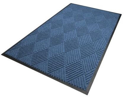 Waterhog Diamond droogloopmat / schoonloopmat 115x180 cm - Rubber border - Blauw