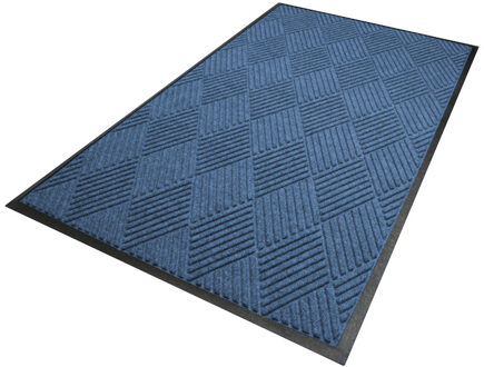 Waterhog Diamond droogloopmat / schoonloopmat 90x150 cm - Rubber borde Blauw