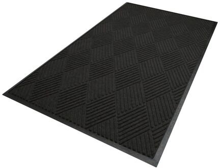 Waterhog Diamond droogloopmat / schoonloopmat 90x150 cm - Rubber border - Antraciet Grijs