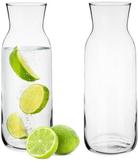 Waterkan - 2x - 1L - glas - waterkaraf - schenkkan