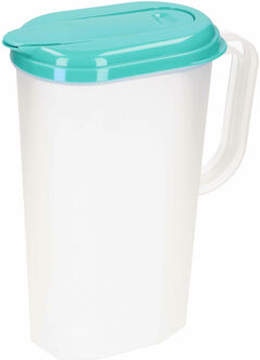 Waterkan met deksel - 2L - turquoise - kunststof