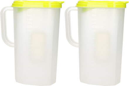 Waterkan/sapkan transparant/groen met deksel 2 liter kunststof