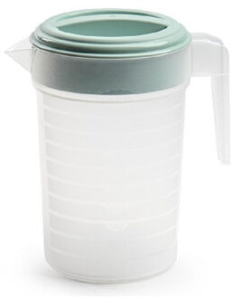 Waterkan/sapkan transparant/mintgroen met deksel 1 liter kunststof - Schenkkannen