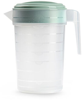 Waterkan/sapkan transparant/mintgroen met deksel 2 liter kunststof - Schenkkannen