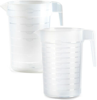 Waterkan/schenkkan - 2x - transparant - 1 en 2 liter - kunststof