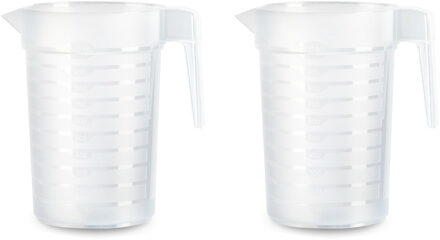 Waterkan/schenkkan - 2x - transparant - 1000 ML - kunststof