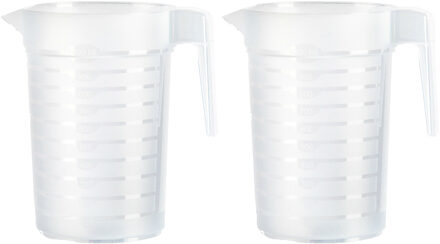 Waterkan/schenkkan - 2x - transparant - 2000 ML - kunststof