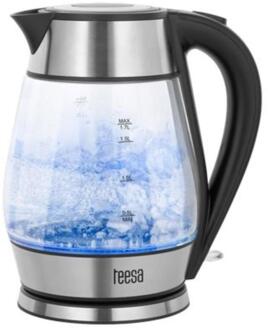 Waterkoker glas/RVS 1,7L zwart transparant