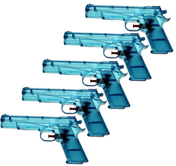 Waterpistool - 5x - blauw - kunststof - 20 cm - transparant - speelgoed