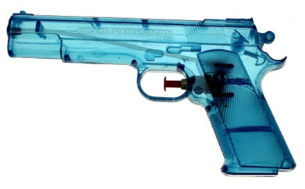 Waterpistool - blauw - kunststof - 20 cm - transparant - speelgoed