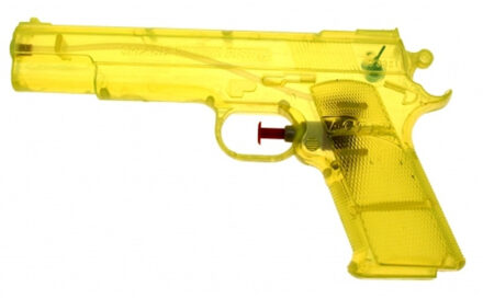 Waterpistool - geel - kunststof - 20 cm - transparant - speelgoed