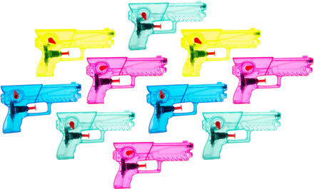 Waterpistool set - 10x - klein model - 15 x 8 x 3 cm - diverse kleuren - waterpistooltje