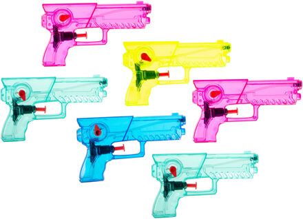 Waterpistool set - 6x - klein model - 15 x 8 x 3 cm - diverse kleuren - waterpistooltje