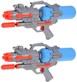 Waterpistool van 46 cm - 2x - met pomp - blauw - kinderspeelgoed - waterspeelgoed - waterpistolen