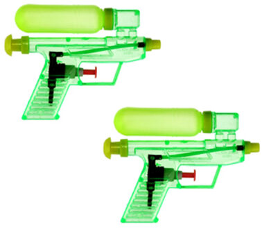 Waterpistool/waterpistolen - 2x - groen - 15 cm - kunststof - afneembaar reservoir