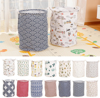 Waterproof Cotton & Linen Laundry Hamper Large Capacity Foldable Laundry Storage Bag Dirty Clothes Hamper 35x45cm