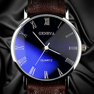 Waterproof Luxury Watch Men Roman Numerals Blu-Ray Faux Leather Band Quartz Analog Business Wrist Watch Men's Ultra Thin Watches