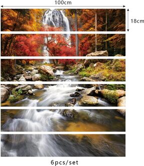 Waterval River Trap Sticker Trappen Decoratie Patroon Stappen Floor Huis Trappen Art Decals Zelfklevende Diy Pvc Behang 18cmX100cmX6pcs