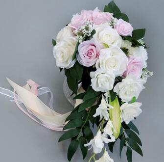 Waterval Rozen Bruidsboeket Silk Rose Wedding Bruid Boeket Hand Houden Bloem Decoratie Party Supply Europese 03