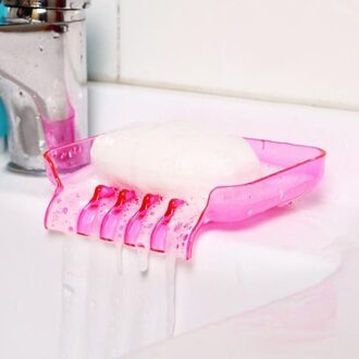 Waterval Zeep Houder Non Slip Zeepkist Wc Douche Lade Afdruiprek Badkamer Gadgets Aanrecht Spons Houder roze