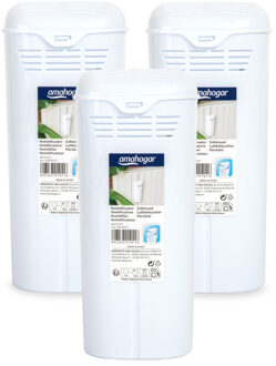 Waterverdamper radiator - 3x - wit - kunststof - 21 cm - luchtbevochtiger