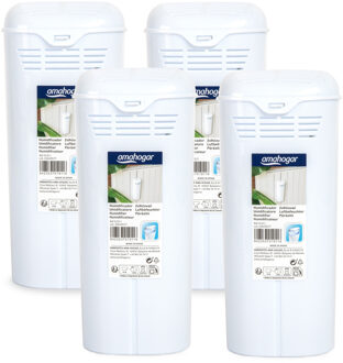 Waterverdamper radiator - 4x - wit - kunststof - 21 cm - luchtbevochtiger