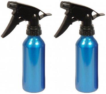 Waterverstuiver - 2x stuks - blauw - 200 ml - metallic - plantenspuit - verkoeler