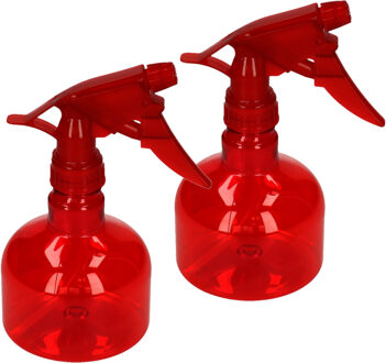 Waterverstuiver/plantenspuit - 2x stuks - 330 ml - rood - schoonmaakspuiten