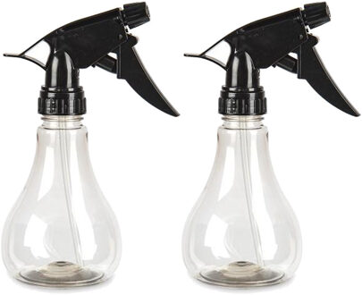 Waterverstuiver/plantenspuit - 2x - zwart - 250ml - kunststof - spuitfles