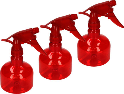 Waterverstuiver/plantenspuit - 3x stuks - 330 ml - rood - schoonmaakspuiten