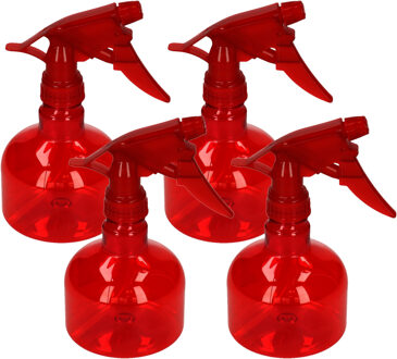 Waterverstuiver/plantenspuit - 4x stuks - 330 ml - rood - schoonmaakspuiten