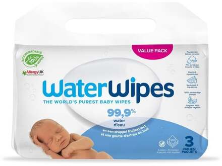 WaterWipes Billendoekjes - Gevoelige Huid - 3 X 60 Stuks - Plasticvrij