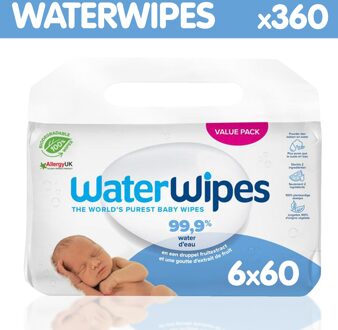 WaterWipes Billendoekjes - Gevoelige huid - 6 x 60 stuks - Plasticvrij
