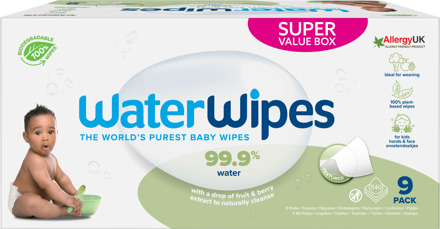 WaterWipes Snoetenpoetser Soapberry - 9 X 60 Babydoekjes - 99,9% Water *Plastic Vrij