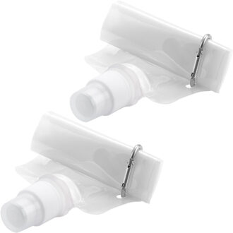 Waterzak - 4x - wit - navulbaar - opvouwbaar met haak - 400 ml - festival/outdoor